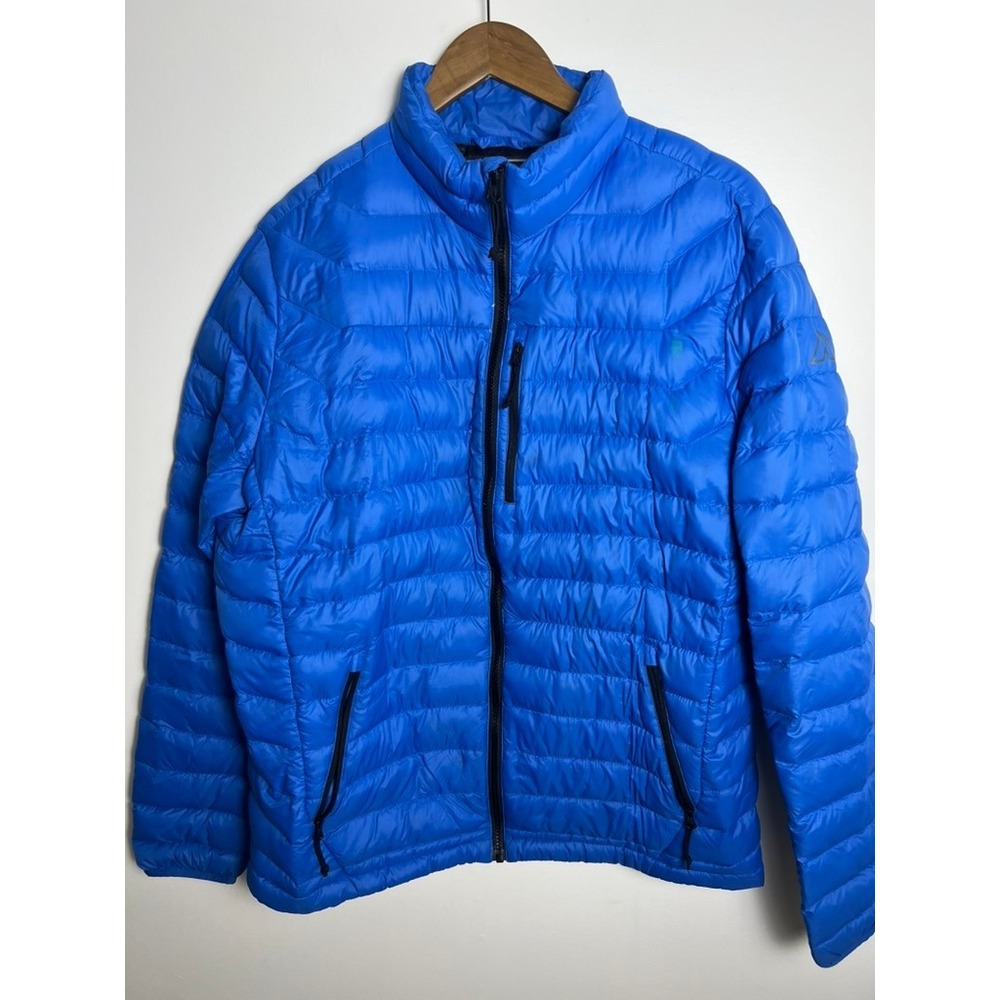 Alpine Design Men Blue Down Puffer Jacket Full Zip Ripstop‎ Quilted Coat Hiking